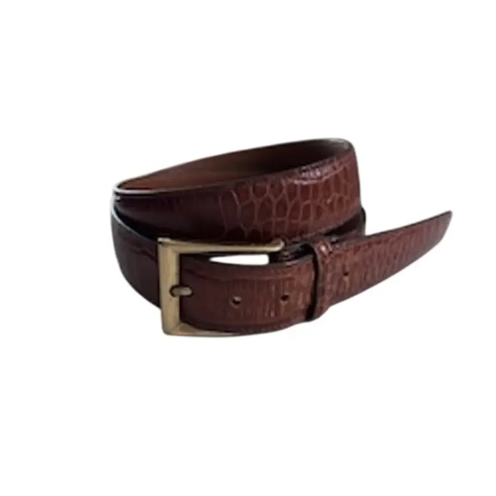Trafalgar Mock Alligator Embossed Italian Leather Belt 32/80